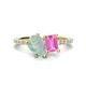 1 - Zahara 9x6 mm Pear Opal and 7x5 mm Emerald Cut Lab Created Pink Sapphire 2 Stone Duo Ring 