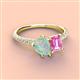 3 - Zahara 9x6 mm Pear Opal and 7x5 mm Emerald Cut Lab Created Pink Sapphire 2 Stone Duo Ring 