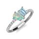 4 - Zahara 9x6 mm Pear Opal and 7x5 mm Emerald Cut Aquamarine 2 Stone Duo Ring 