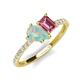 4 - Zahara 9x6 mm Pear Opal and 7x5 mm Emerald Cut Pink Tourmaline 2 Stone Duo Ring 