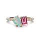 1 - Zahara 9x6 mm Pear Opal and 7x5 mm Emerald Cut Pink Tourmaline 2 Stone Duo Ring 