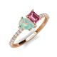 4 - Zahara 9x6 mm Pear Opal and 7x5 mm Emerald Cut Pink Tourmaline 2 Stone Duo Ring 