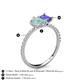 5 - Zahara 9x6 mm Pear Opal and 7x5 mm Emerald Cut Tanzanite 2 Stone Duo Ring 