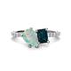 1 - Zahara 9x6 mm Pear Opal and 7x5 mm Emerald Cut London Blue Topaz 2 Stone Duo Ring 