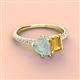 3 - Zahara 9x6 mm Pear Opal and 7x5 mm Emerald Cut Citrine 2 Stone Duo Ring 