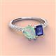 3 - Zahara 9x6 mm Pear Opal and 7x5 mm Emerald Cut Iolite 2 Stone Duo Ring 