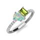 4 - Zahara 9x6 mm Pear Opal and 7x5 mm Emerald Cut Peridot 2 Stone Duo Ring 