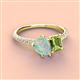 3 - Zahara 9x6 mm Pear Opal and 7x5 mm Emerald Cut Peridot 2 Stone Duo Ring 