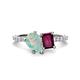 1 - Zahara 9x6 mm Pear Opal and 7x5 mm Emerald Cut Rhodolite Garnet 2 Stone Duo Ring 