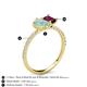 5 - Zahara 9x6 mm Pear Opal and 7x5 mm Emerald Cut Rhodolite Garnet 2 Stone Duo Ring 