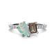 1 - Zahara 9x6 mm Pear Opal and 7x5 mm Emerald Cut Smoky Quartz 2 Stone Duo Ring 