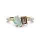 1 - Zahara 9x6 mm Pear Opal and 7x5 mm Emerald Cut Smoky Quartz 2 Stone Duo Ring 