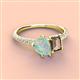 3 - Zahara 9x6 mm Pear Opal and 7x5 mm Emerald Cut Smoky Quartz 2 Stone Duo Ring 