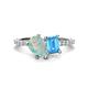 1 - Zahara 9x6 mm Pear Opal and 7x5 mm Emerald Cut Blue Topaz 2 Stone Duo Ring 