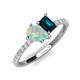 4 - Zahara 9x6 mm Pear Opal and 7x5 mm Emerald Cut London Blue Topaz 2 Stone Duo Ring 