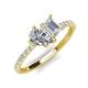 4 - Zahara 9x6 mm Pear Forever Brilliant Moissanite and 7x5 mm Emerald Cut White Sapphire 2 Stone Duo Ring 