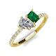 4 - Zahara 9x6 mm Pear Forever Brilliant Moissanite and 7x5 mm Emerald Cut Lab Created Emerald 2 Stone Duo Ring 