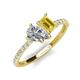 4 - Zahara 9x6 mm Pear Forever Brilliant Moissanite and 7x5 mm Emerald Cut Lab Created Yellow Sapphire 2 Stone Duo Ring 