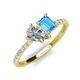4 - Zahara 9x6 mm Pear Forever One Moissanite and 7x5 mm Emerald Cut Blue Topaz 2 Stone Duo Ring 