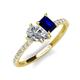 4 - Zahara 9x6 mm Pear Forever Brilliant Moissanite and 7x5 mm Emerald Cut Lab Created Blue Sapphire 2 Stone Duo Ring 