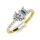 4 - Zahara 9x6 mm Pear and Emerald Cut Forever One Moissanite 2 Stone Duo Ring 