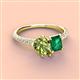 3 - Zahara 9x6 mm Pear Peridot and 7x5 mm Emerald Cut Lab Created Emerald 2 Stone Duo Ring 