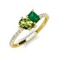 4 - Zahara 9x6 mm Pear Peridot and 7x5 mm Emerald Cut Lab Created Emerald 2 Stone Duo Ring 