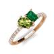 4 - Zahara 9x6 mm Pear Peridot and 7x5 mm Emerald Cut Lab Created Emerald 2 Stone Duo Ring 