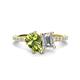 1 - Zahara 9x6 mm Pear Peridot and IGI Certified 7x5 mm Emerald Cut Lab Grown Diamond 2 Stone Duo Ring 