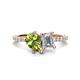 1 - Zahara 9x6 mm Pear Peridot and IGI Certified 7x5 mm Emerald Cut Lab Grown Diamond 2 Stone Duo Ring 