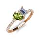 4 - Zahara 9x6 mm Pear Peridot and IGI Certified 7x5 mm Emerald Cut Lab Grown Diamond 2 Stone Duo Ring 