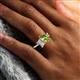 2 - Zahara 9x6 mm Pear Peridot and 7x5 mm Emerald Cut Forever One Moissanite 2 Stone Duo Ring 