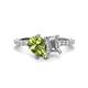 1 - Zahara 9x6 mm Pear Peridot and 7x5 mm Emerald Cut Forever One Moissanite 2 Stone Duo Ring 