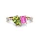 1 - Zahara 9x6 mm Pear Peridot and 7x5 mm Emerald Cut Lab Created Pink Sapphire 2 Stone Duo Ring 