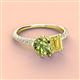 3 - Zahara 9x6 mm Pear Peridot and 7x5 mm Emerald Cut Lab Created Yellow Sapphire 2 Stone Duo Ring 