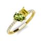 4 - Zahara 9x6 mm Pear Peridot and 7x5 mm Emerald Cut Lab Created Yellow Sapphire 2 Stone Duo Ring 