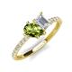 4 - Zahara 9x6 mm Pear Peridot and 7x5 mm Emerald Cut White Sapphire 2 Stone Duo Ring 