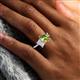 2 - Zahara 9x6 mm Pear Peridot and 7x5 mm Emerald Cut White Sapphire 2 Stone Duo Ring 