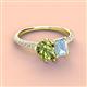 3 - Zahara 9x6 mm Pear Peridot and 7x5 mm Emerald Cut Aquamarine 2 Stone Duo Ring 