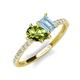 4 - Zahara 9x6 mm Pear Peridot and 7x5 mm Emerald Cut Aquamarine 2 Stone Duo Ring 