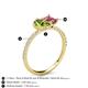 5 - Zahara 9x6 mm Pear Peridot and 7x5 mm Emerald Cut Pink Tourmaline 2 Stone Duo Ring 