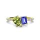 1 - Zahara 9x6 mm Pear Peridot and 7x5 mm Emerald Cut Tanzanite 2 Stone Duo Ring 