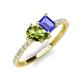 4 - Zahara 9x6 mm Pear Peridot and 7x5 mm Emerald Cut Tanzanite 2 Stone Duo Ring 