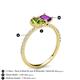 5 - Zahara 9x6 mm Pear Peridot and 7x5 mm Emerald Cut Amethyst 2 Stone Duo Ring 