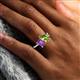 2 - Zahara 9x6 mm Pear Peridot and 7x5 mm Emerald Cut Amethyst 2 Stone Duo Ring 