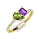 4 - Zahara 9x6 mm Pear Peridot and 7x5 mm Emerald Cut Amethyst 2 Stone Duo Ring 