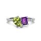 1 - Zahara 9x6 mm Pear Peridot and 7x5 mm Emerald Cut Amethyst 2 Stone Duo Ring 