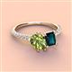 3 - Zahara 9x6 mm Pear Peridot and 7x5 mm Emerald Cut London Blue Topaz 2 Stone Duo Ring 