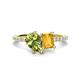 1 - Zahara 9x6 mm Pear Peridot and 7x5 mm Emerald Cut Citrine 2 Stone Duo Ring 