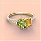 3 - Zahara 9x6 mm Pear Peridot and 7x5 mm Emerald Cut Citrine 2 Stone Duo Ring 